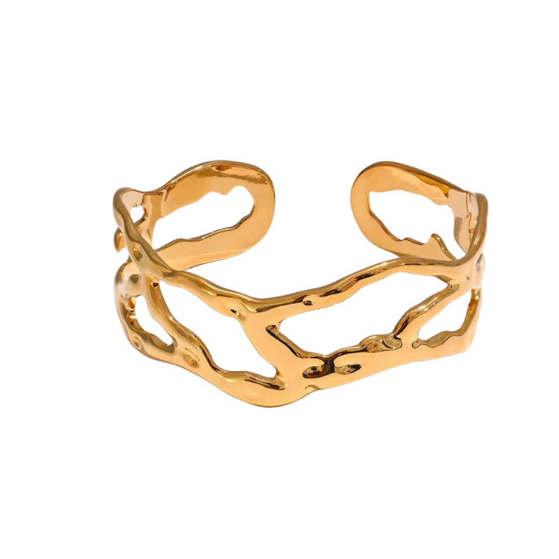 BRANSOLETKA CUFF ORGANIC LIQUID ZŁOTA- REBEL QUEEN