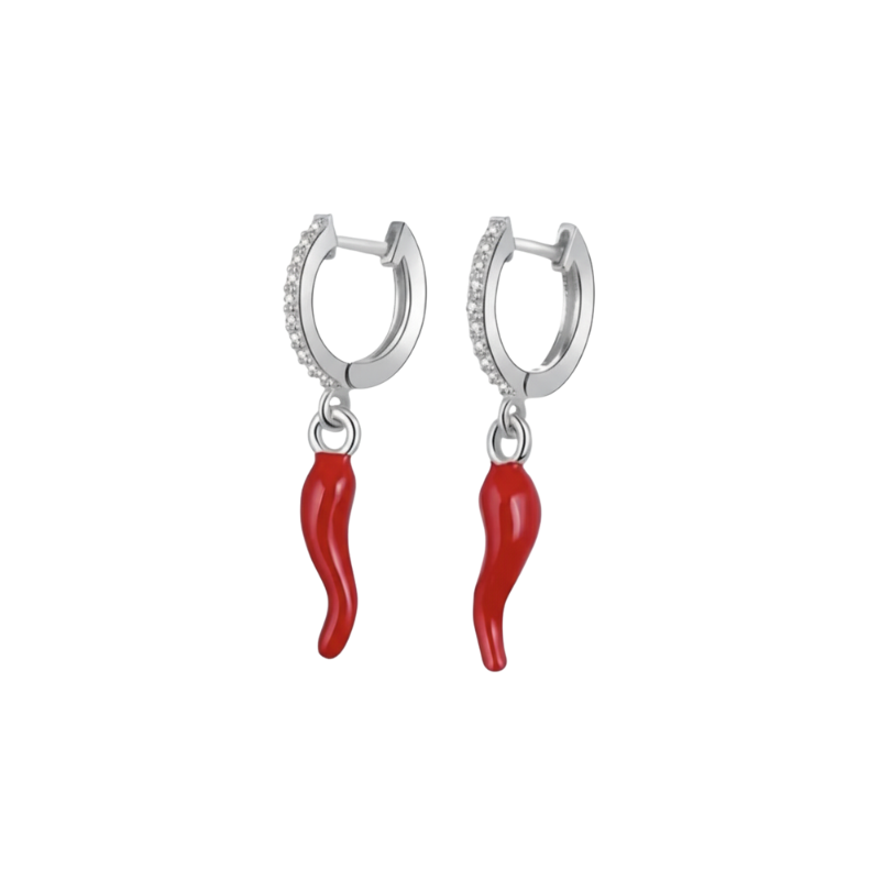 KOLCZYKI PAPRYCZKA SREBRNE- REBEL QUEEN