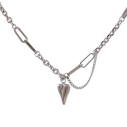 CHOKER CHUNKY Z ZAWIESZKĄ W KSZTAŁCIE SERCA SREBRNY- REBEL QUEEN GRUBY KRÓTKI NASZYJNIK BIŻUTERIA CODZIENNA  MODNA ŁAŃCUCH