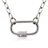 CHOKER CHUNKY CARABINER SHACKLE Z CYRKONIAMI- REBEL QUEEN NASZYJNIK SREBRNY KRÓTKI STAL NA CODZIEŃ NA IMPREZĘ BIŻUTERIA ŁAŃCUCH