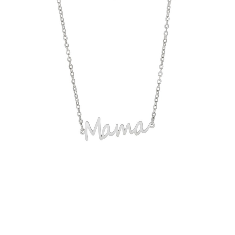 NASZYJNIK MAMA SREBRNY- BS.C CELEBRYTKA CHOKER PREZENT DLA AMMY PRZYSZŁEJ MAMY STAL SREBRNA