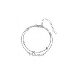 BRANSOLETKA PODWÓJNA MAMA- THE MOMENT NA PREZENT DLA MAMY LUB PRZYSZŁEJ MAMY STAL NA ŁAŃCUSZKU MINIMALISTYCZNA