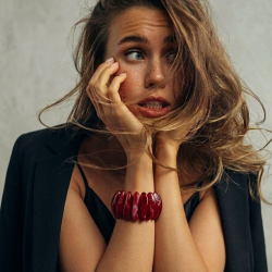 BRANSOLETKA MODUŁOWA AKRYLOWA DYMNA BURGUND- STATEMENT PIECES