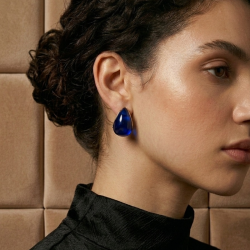 KOLCZYKI KROPLA GRANATOWE- STATEMENT PIECES