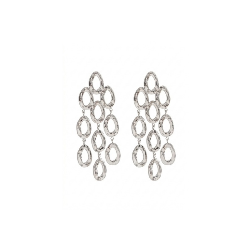 KOLCZYKI MŁOTKOWANE SREBRNE- STATEMENT PIECES BIŻUTERIA ZE STALI SZLACHETNEJ SZTYFTY DŁUGIE WISZĄCE