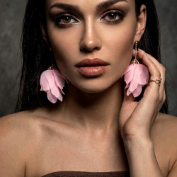 KOLCZYKI Z TKANINY RÓŻOWE- STATEMNET PIECES