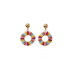 KOLCZYKI Z TĘCZOWYMI KRYSZTAŁAMI- STATEMENT PIECES BIŻUTERIA ZE STALI LETNIA SZTYFTY WISZĄCE